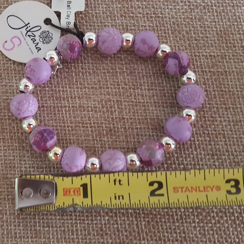 Handmade Polymer Clay Bead Stretch Bracelet - Picture 6 of 11